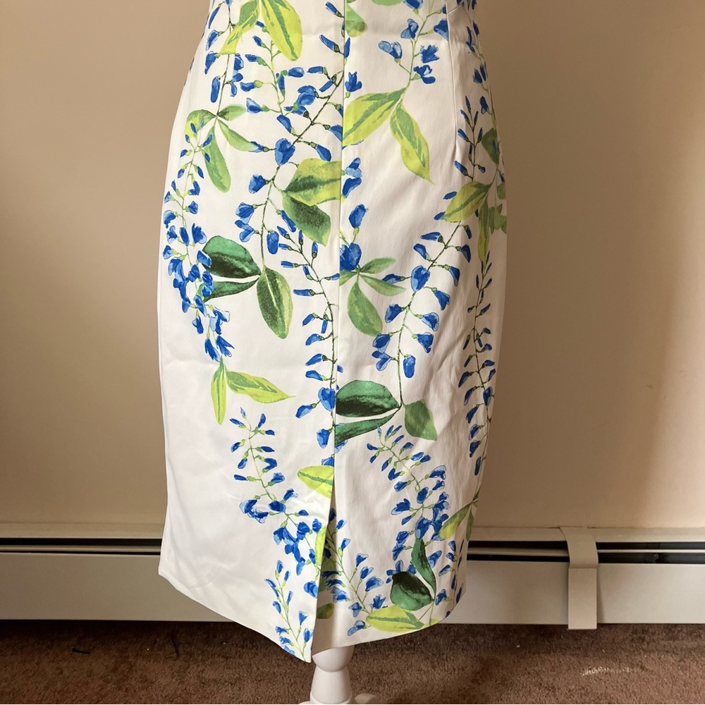 Karen Millen White Ivory Floral Wisteria Print Strappy Sheath Dress size 8 - Picture 5 of 11